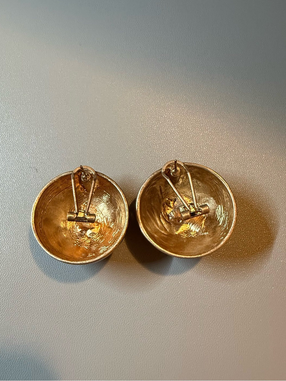 Gold Tone Oversized Dome Statement Clip-On Earrings 🗽 - Picture 6 of 9